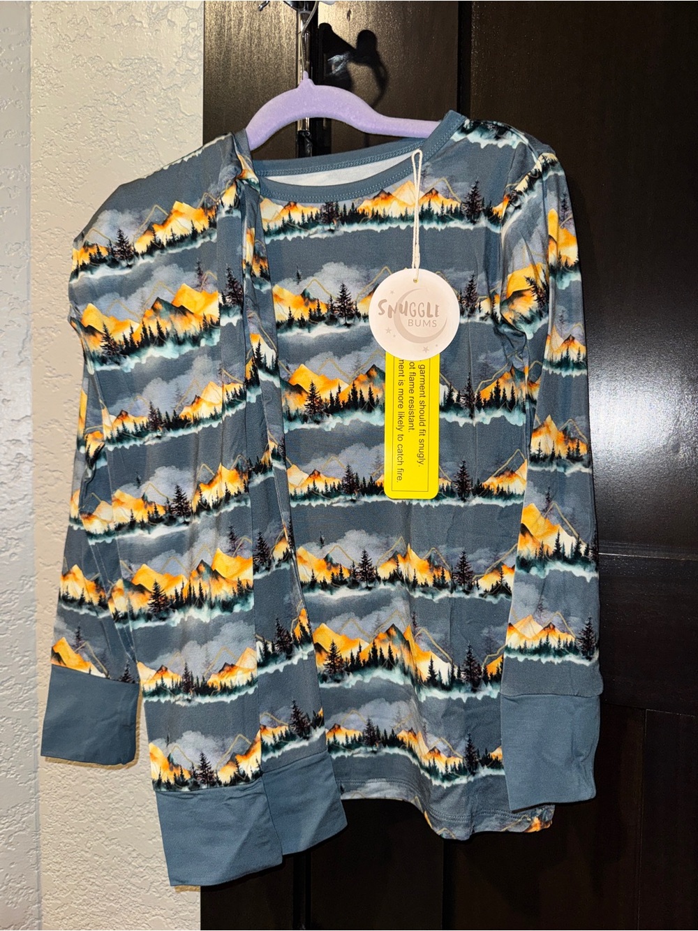 NWT Snuggle Bums Bamboo Pajama Set Mountain Forest Print - Size 7/8Y